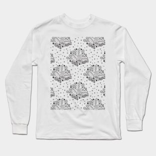 Leaf Doodle Seamless Surface Pattern Design Long Sleeve T-Shirt